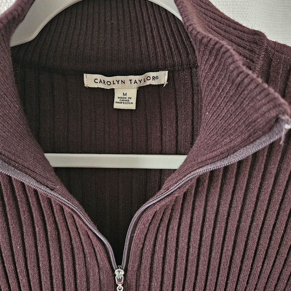 Brown Sweater Zip Up Womens Medium - Picture 4 of 8